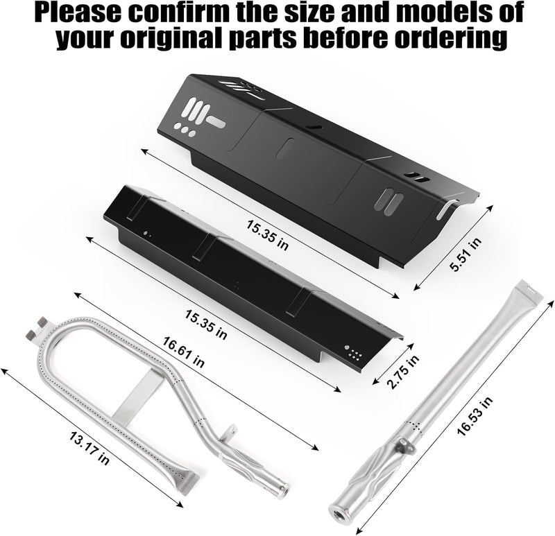 Barbqtime 4 Burner Grill Replacement Parts for Dyna-Glo DGH450CRP DGH450CRP-D DGH450CRN DGH450CRN-D DGH451CRP DGH451CRP-D, Porcelain Steel Grill Heat Tent Plates and Stainless Steel Burner Tube Kit - Image 2